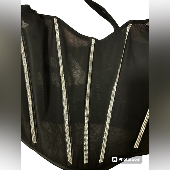 VICTORIA’S SECRET VERY SEXY
VS Sheer  Shine Corset Top & Thong Panty Black - Picture 11 of 12